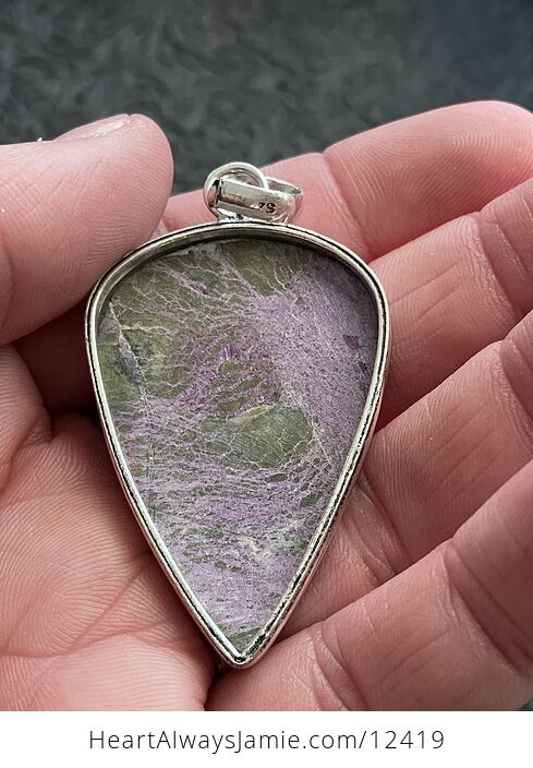 Purple Atlantasite Tasmanite Stitchtite and Serpentine Stone Crystal Jewelry Pendant - #N1Jvmcp9sVM-4