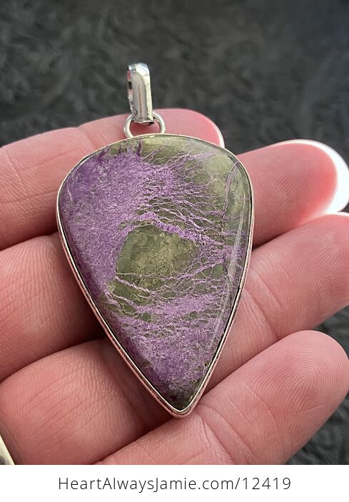 Purple Atlantasite Tasmanite Stitchtite and Serpentine Stone Crystal Jewelry Pendant - #N1Jvmcp9sVM-2