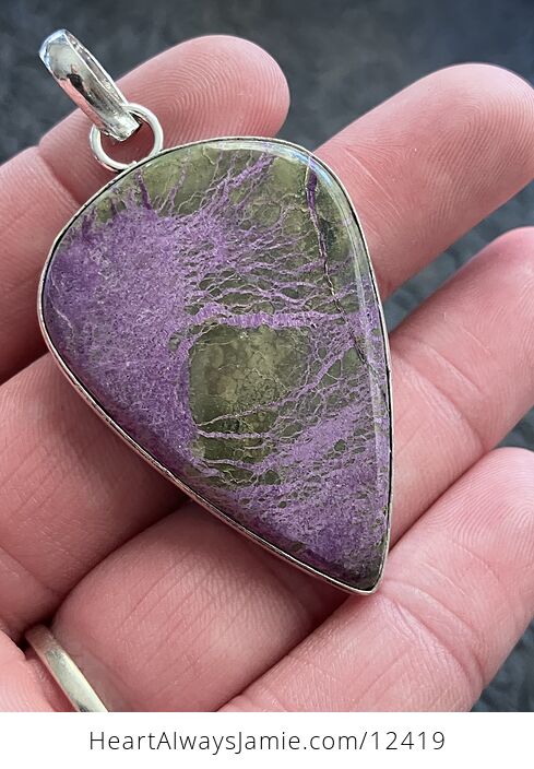 Purple Atlantasite Tasmanite Stitchtite and Serpentine Stone Crystal Jewelry Pendant - #N1Jvmcp9sVM-3