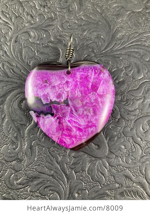 Purple Black and Brown Druzy Heart Shaped Stone Jewelry Pendant - #24eajOKTdyo-3