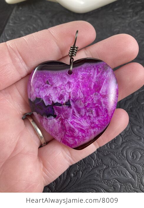 Purple Black and Brown Druzy Heart Shaped Stone Jewelry Pendant - #24eajOKTdyo-5