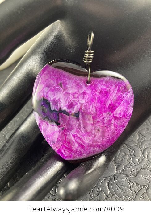 Purple Black and Brown Druzy Heart Shaped Stone Jewelry Pendant - #24eajOKTdyo-1