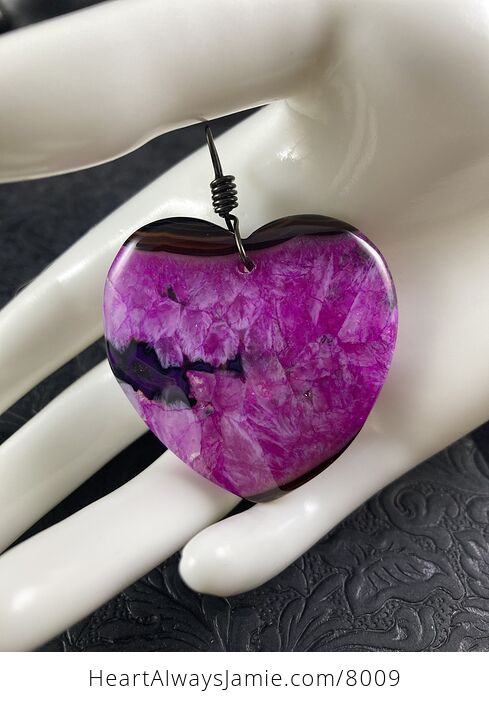 Purple Black and Brown Druzy Heart Shaped Stone Jewelry Pendant - #24eajOKTdyo-2