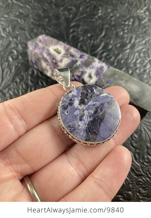 Purple Brecciated Fluorite Crystal Stone Jewelry Pendant and Purple Sphalerite Tower Gift Set - #Q7KvCmum8Ic-13