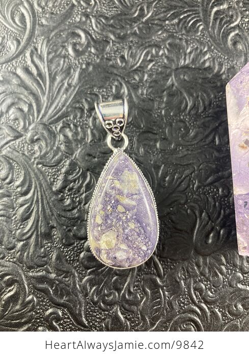 Purple Brecciated Fluorite Crystal Stone Jewelry Pendant and Tower Gift Set - #LVcsvpj2PKc-12