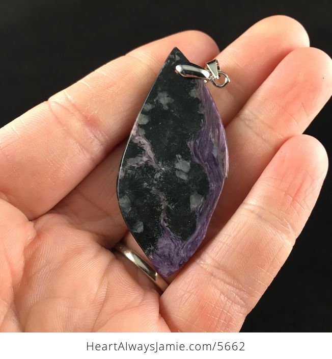 Purple Charoite and Aegirine Stone Jewelry Pendant - #lwMCrChD1fw-6