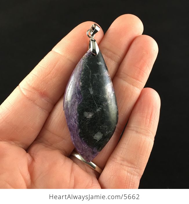 Purple Charoite and Aegirine Stone Jewelry Pendant - #lwMCrChD1fw-1