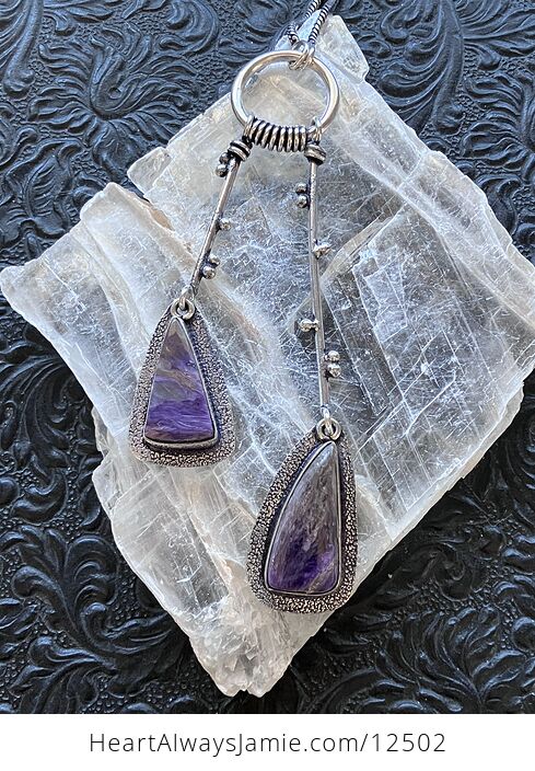 Purple Charoite Crystal Jewelry Necklace - #UhPVhmrpqDc-6