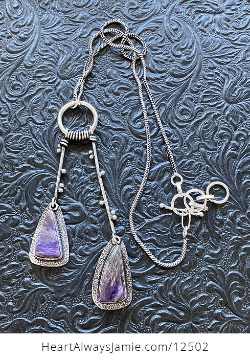 Purple Charoite Crystal Jewelry Necklace - #UhPVhmrpqDc-2