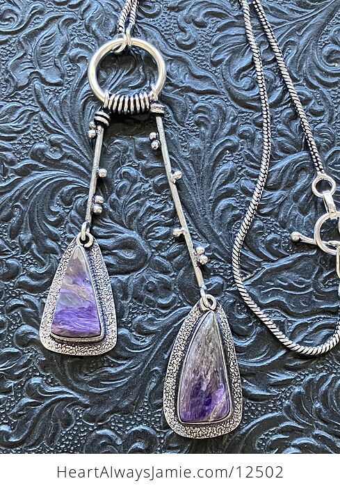 Purple Charoite Crystal Jewelry Necklace - #UhPVhmrpqDc-3