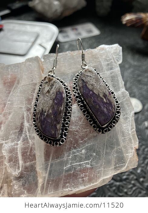Purple Charoite Crystal Stone Jewelry Earrings - #4WA2Gxu5i08-2