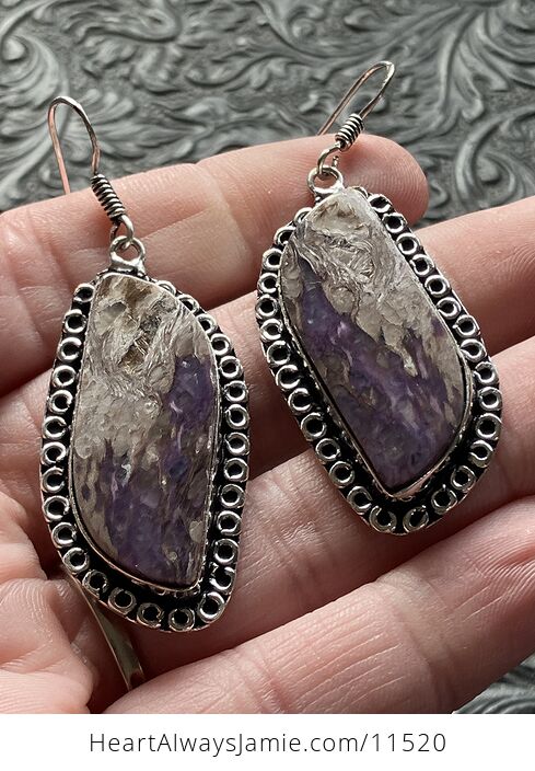 Purple Charoite Crystal Stone Jewelry Earrings - #4WA2Gxu5i08-6
