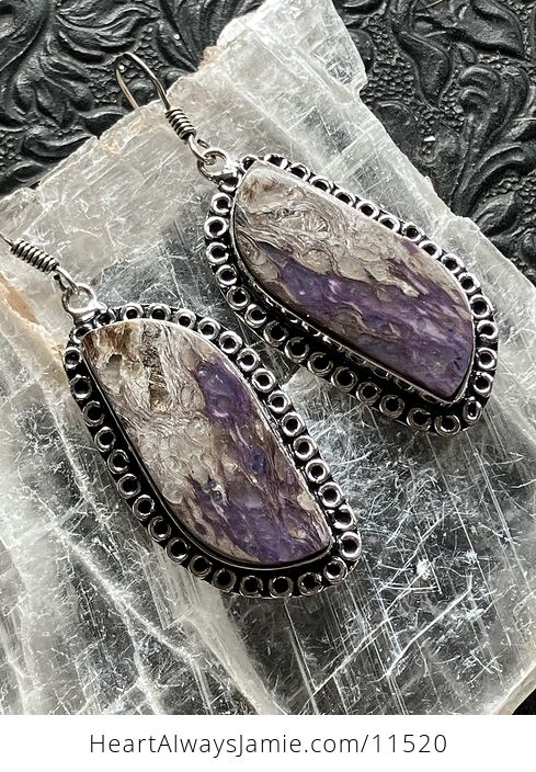 Purple Charoite Crystal Stone Jewelry Earrings - #4WA2Gxu5i08-4