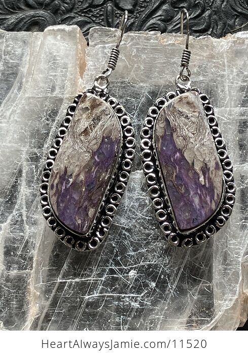 Purple Charoite Crystal Stone Jewelry Earrings - #4WA2Gxu5i08-1