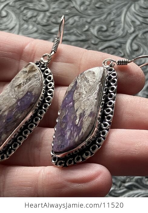 Purple Charoite Crystal Stone Jewelry Earrings - #4WA2Gxu5i08-8