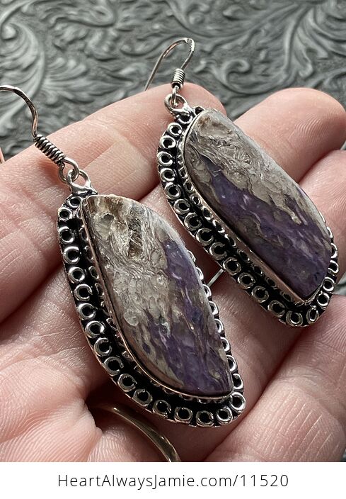 Purple Charoite Crystal Stone Jewelry Earrings - #4WA2Gxu5i08-7