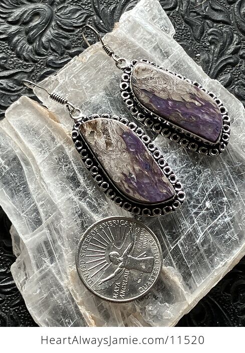 Purple Charoite Crystal Stone Jewelry Earrings - #4WA2Gxu5i08-5