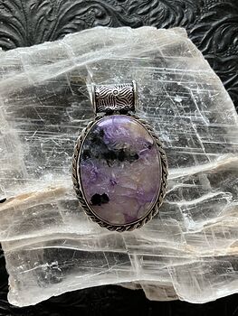 Purple Charoite Crystal Stone Jewelry Pendant #VJY3rJKT25s