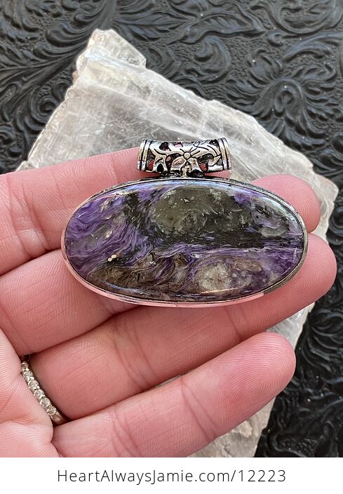 Purple Charoite Crystal Stone Jewelry Pendant - #3drxsvLB9Kw-2