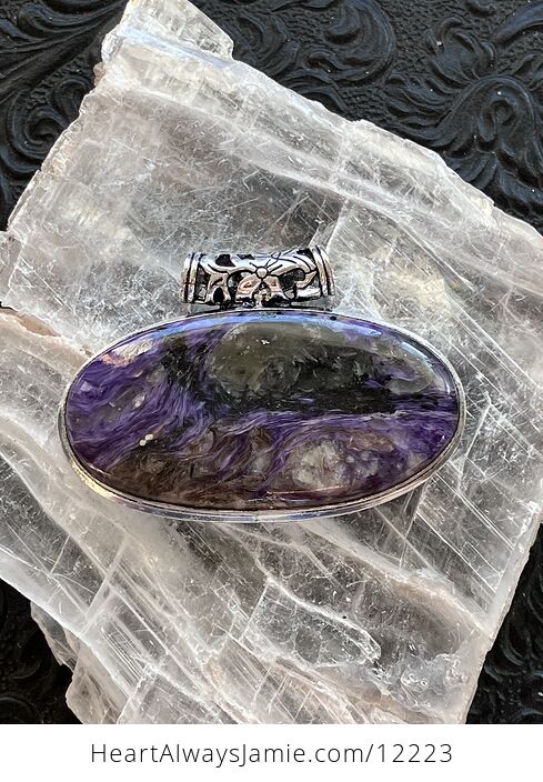 Purple Charoite Crystal Stone Jewelry Pendant - #3drxsvLB9Kw-5