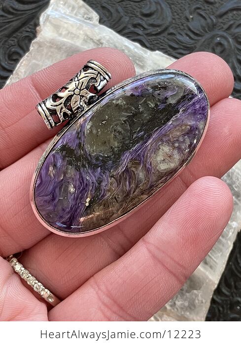 Purple Charoite Crystal Stone Jewelry Pendant - #3drxsvLB9Kw-1