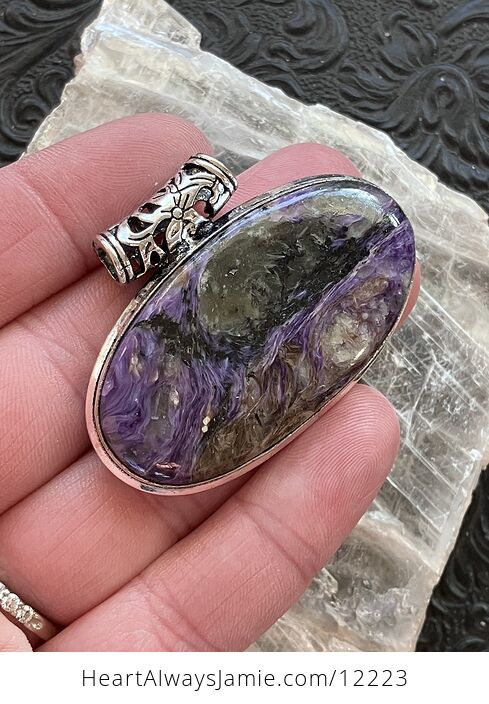 Purple Charoite Crystal Stone Jewelry Pendant - #3drxsvLB9Kw-3