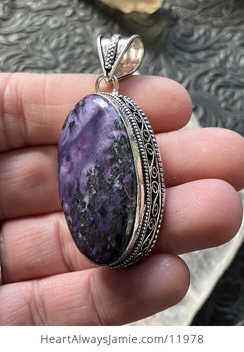 Purple Charoite Crystal Stone Jewelry Pendant - #FEDhSwZ2UNY-3