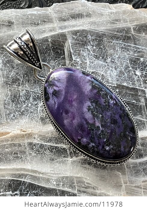 Purple Charoite Crystal Stone Jewelry Pendant - #FEDhSwZ2UNY-6