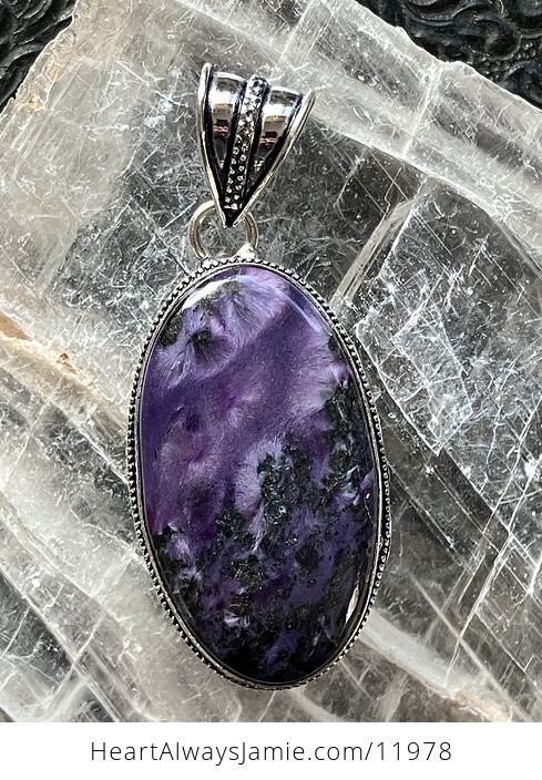 Purple Charoite Crystal Stone Jewelry Pendant - #FEDhSwZ2UNY-8