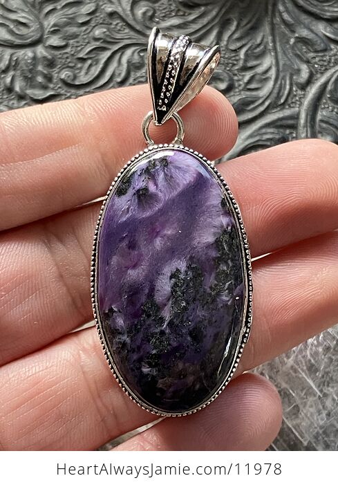 Purple Charoite Crystal Stone Jewelry Pendant - #FEDhSwZ2UNY-11