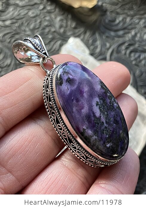 Purple Charoite Crystal Stone Jewelry Pendant - #FEDhSwZ2UNY-2