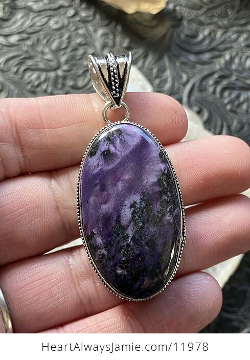 Purple Charoite Crystal Stone Jewelry Pendant - #FEDhSwZ2UNY-1