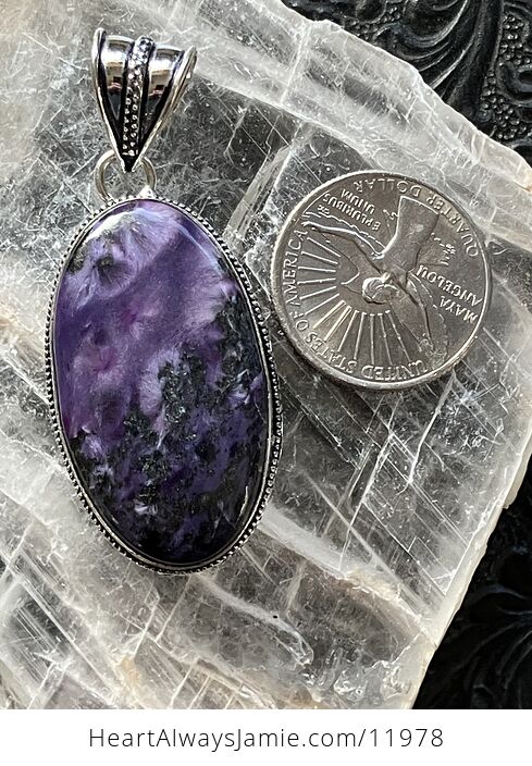 Purple Charoite Crystal Stone Jewelry Pendant - #FEDhSwZ2UNY-7