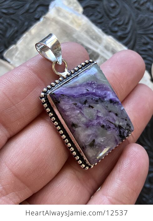 Purple Charoite Crystal Stone Jewelry Pendant - #LUWZBJe2MRs-4