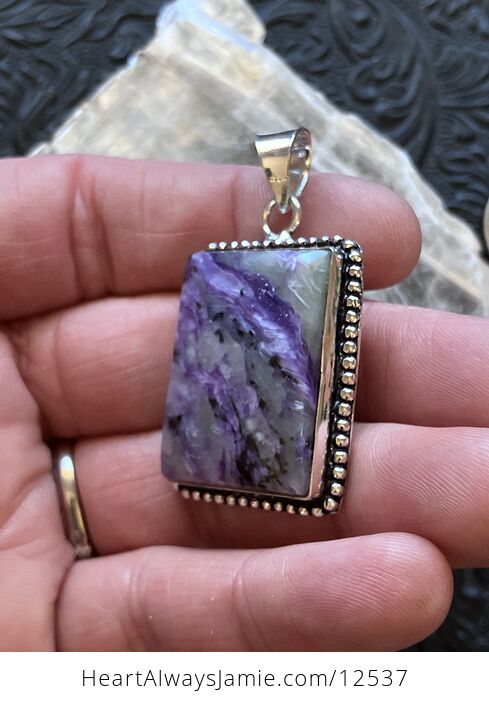 Purple Charoite Crystal Stone Jewelry Pendant - #LUWZBJe2MRs-5