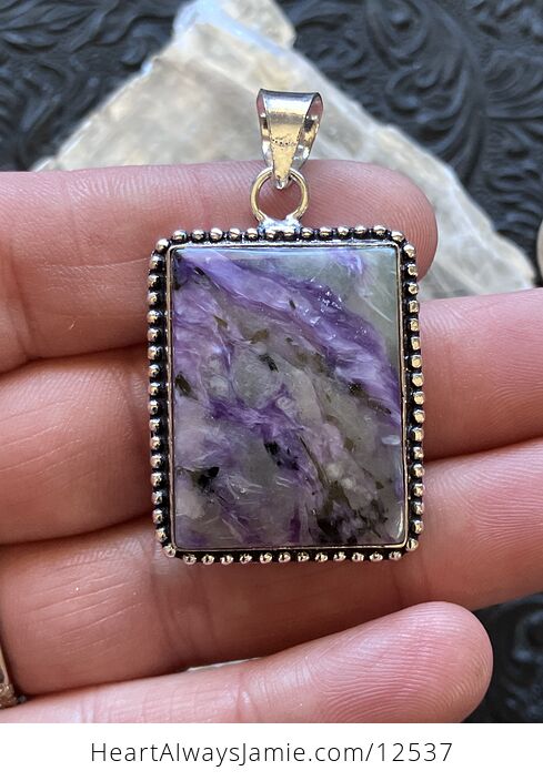 Purple Charoite Crystal Stone Jewelry Pendant - #LUWZBJe2MRs-3