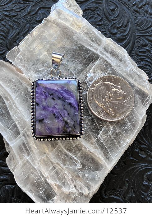 Purple Charoite Crystal Stone Jewelry Pendant - #LUWZBJe2MRs-2