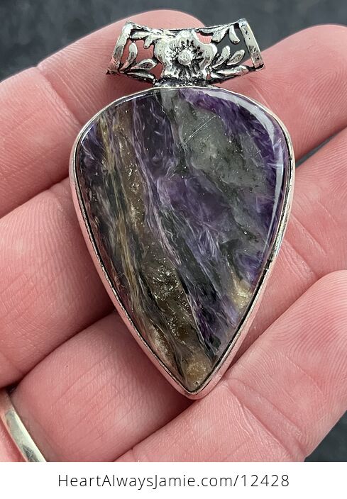 Purple Charoite Crystal Stone Jewelry Pendant - #Vho8HtgPuKI-3