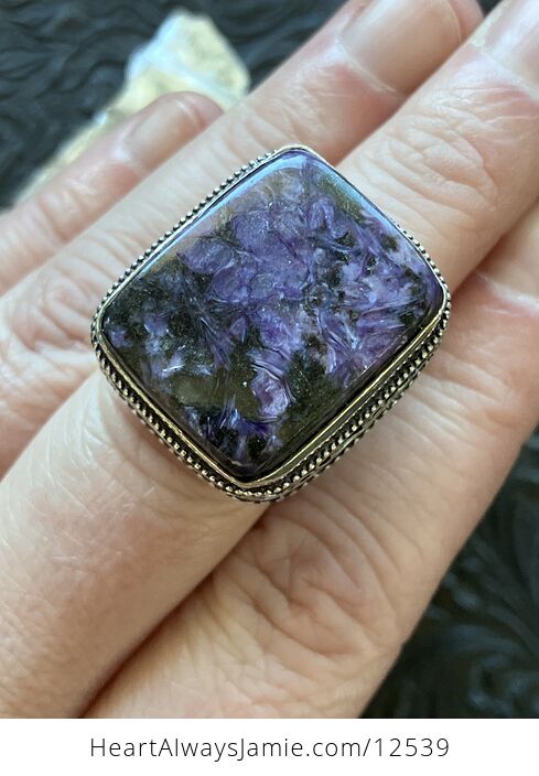 Purple Charoite Crystal Stone Jewelry Ring Size 7 - #JXMkBfBSyyM-8