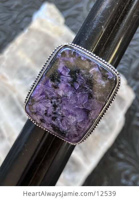 Purple Charoite Crystal Stone Jewelry Ring Size 7 - #JXMkBfBSyyM-1