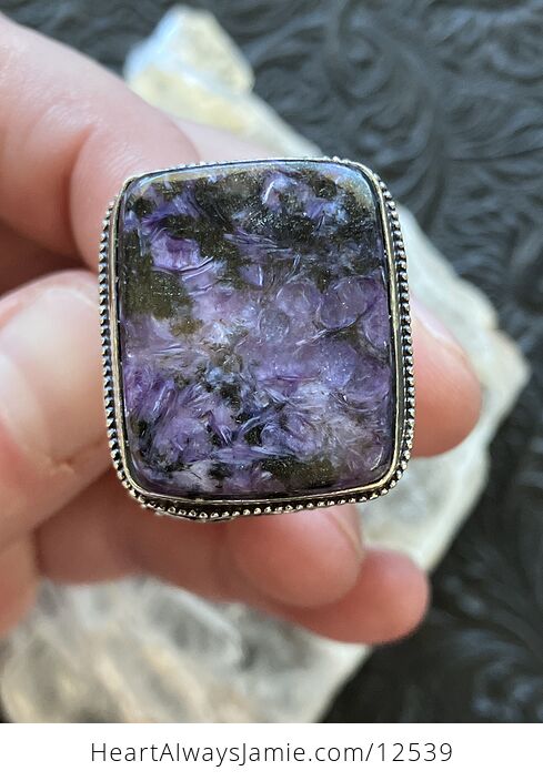 Purple Charoite Crystal Stone Jewelry Ring Size 7 - #JXMkBfBSyyM-5