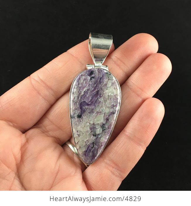 Purple Charoite Stone Jewelry Pendant - #cqW3P1MGuLU-1