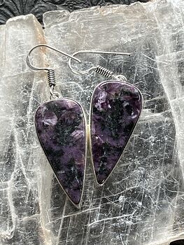Purple Chatoyant Charoite Crystal Stone Jewelry Earrings #bD0DT6VsAZE