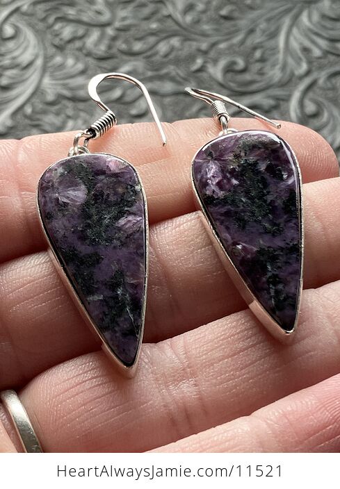Purple Chatoyant Charoite Crystal Stone Jewelry Earrings - #bD0DT6VsAZE-2