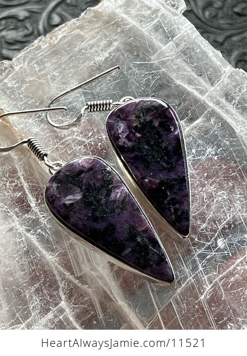 Purple Chatoyant Charoite Crystal Stone Jewelry Earrings - #bD0DT6VsAZE-5