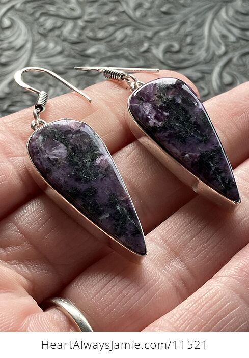 Purple Chatoyant Charoite Crystal Stone Jewelry Earrings - #bD0DT6VsAZE-3
