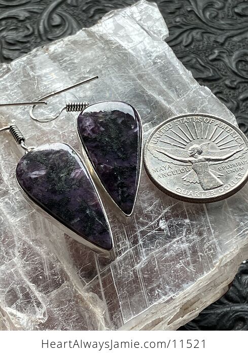 Purple Chatoyant Charoite Crystal Stone Jewelry Earrings - #bD0DT6VsAZE-6