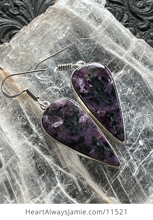 Purple Chatoyant Charoite Crystal Stone Jewelry Earrings - #bD0DT6VsAZE-4