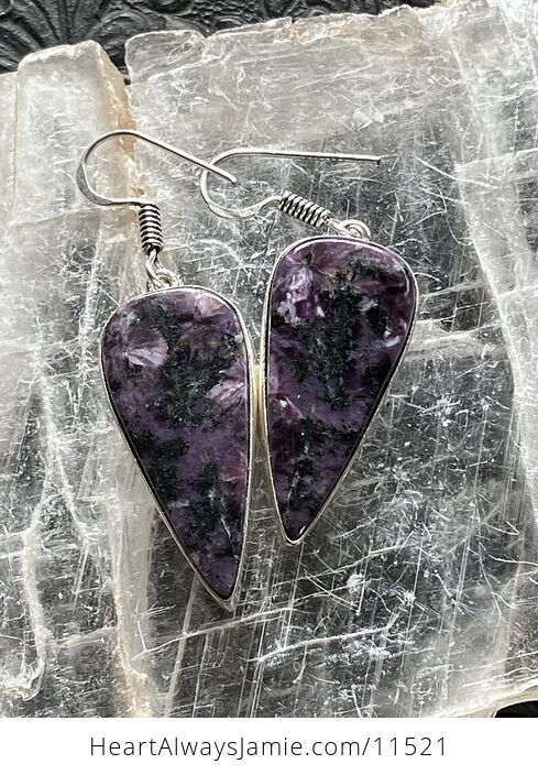 Purple Chatoyant Charoite Crystal Stone Jewelry Earrings - #bD0DT6VsAZE-1