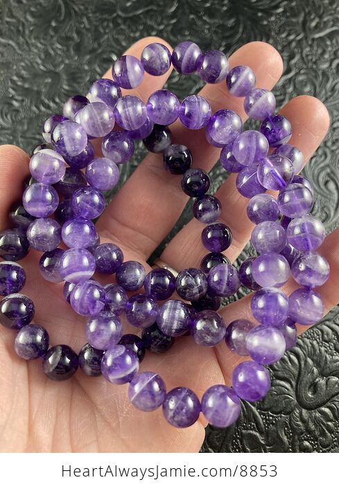 Purple Chevron Amethyst Stone 8mm Natural Gemstone Crystal Jewelry Bracelet - #omvTXRTw8YA-9